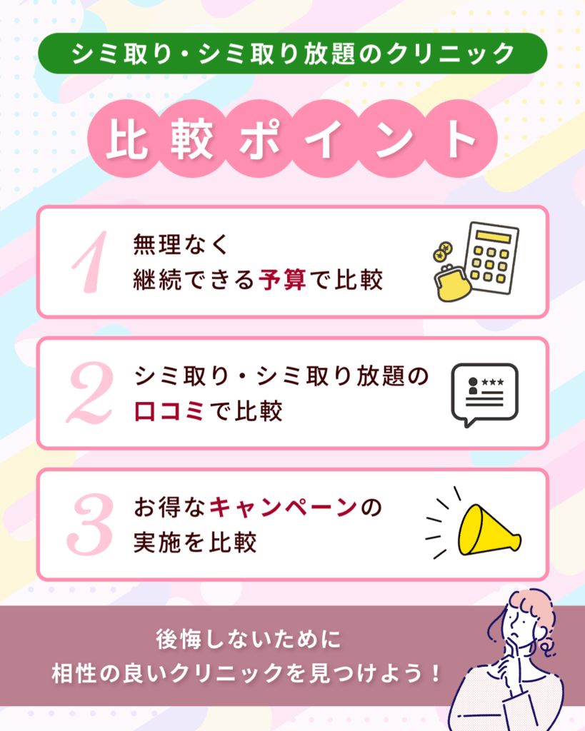 新潟でシミ取り・シミ取り放題のおすすめクリニックを比較するポイント